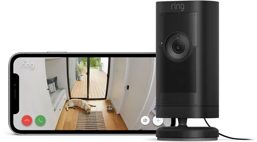 Ring Stick Up Cam Pro Utomhusövervakningskamera med nätadapter, svart