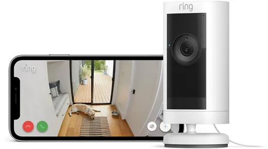 Ring Stick Up Cam Pro Utomhusövervakningskamera med nätadapter, Vit